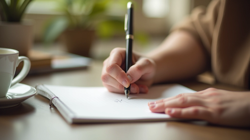 Plan rapproché d'une main écrivant des notes de dépenses dans un carnet avec des montants entourés