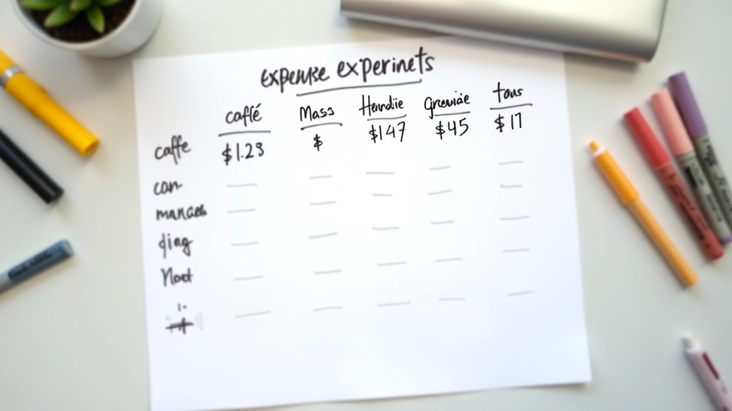 Tableau de catégorisation des dépenses avec différentes sections annotées à la main