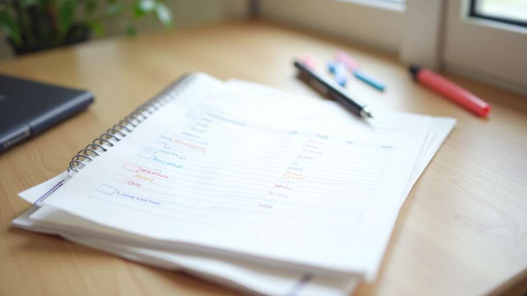 Carnet de dépenses papier avec annotations colorées et liste de catégories