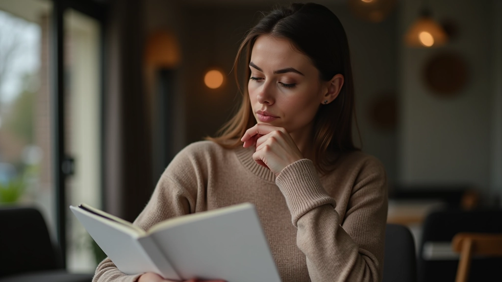 Personne regardant ses notes de dépenses avec expression de réalisation et de clarté